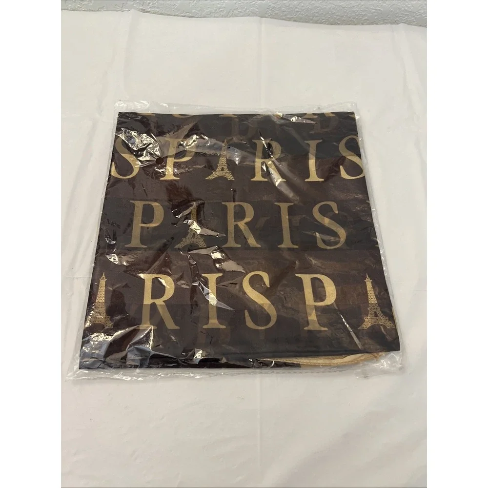 Paris Scarf NEW Brown gold 37 X 37 Eiffel Tower Lightweight‎ Elegant Timeless